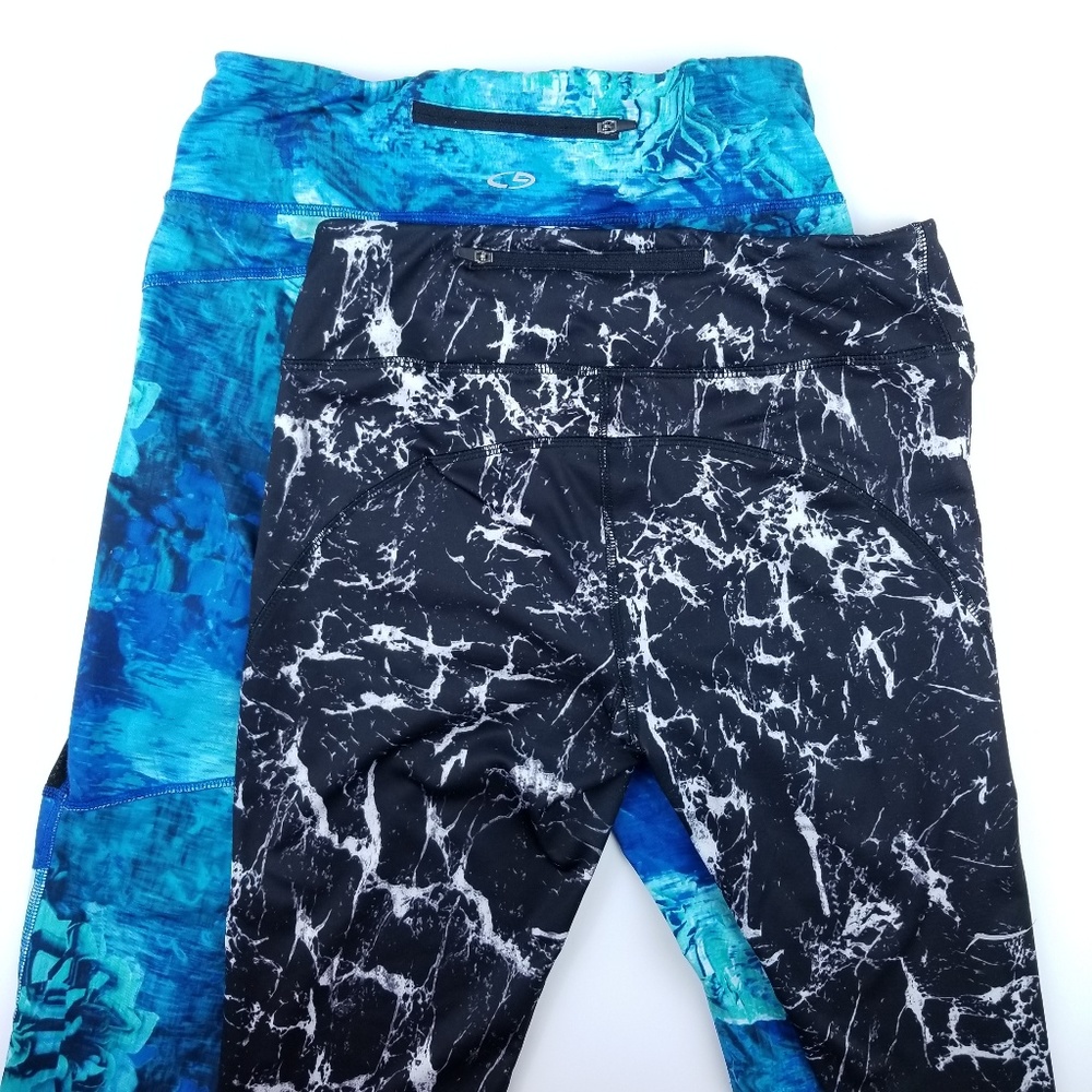 ✔Lot of 2 Yoga Pants Medium Zip Pockets Air Vents